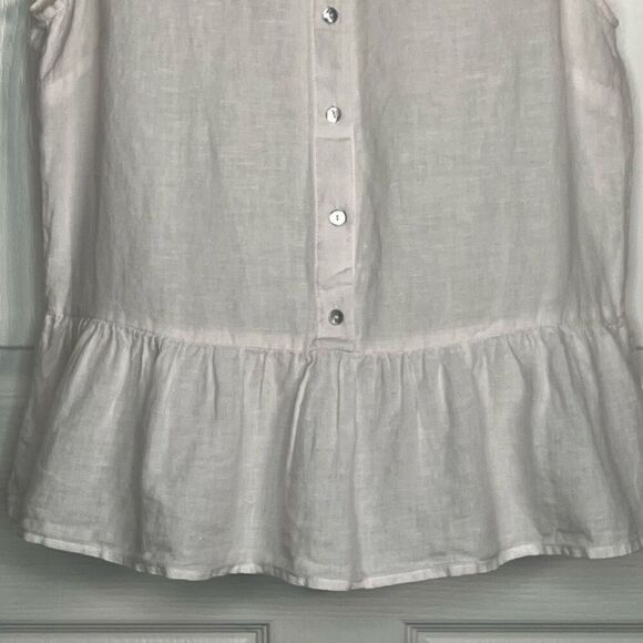 Catherine Maldonado Sz S Sleeveless Linen Blouse White - Picture 3 of 8